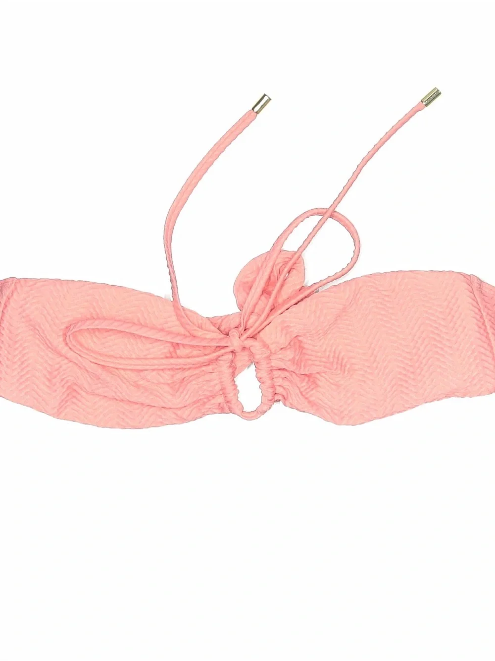 Monday Swimwear | Coral Pink Textured Zigzag Bikini Set | Top S / Bottom M